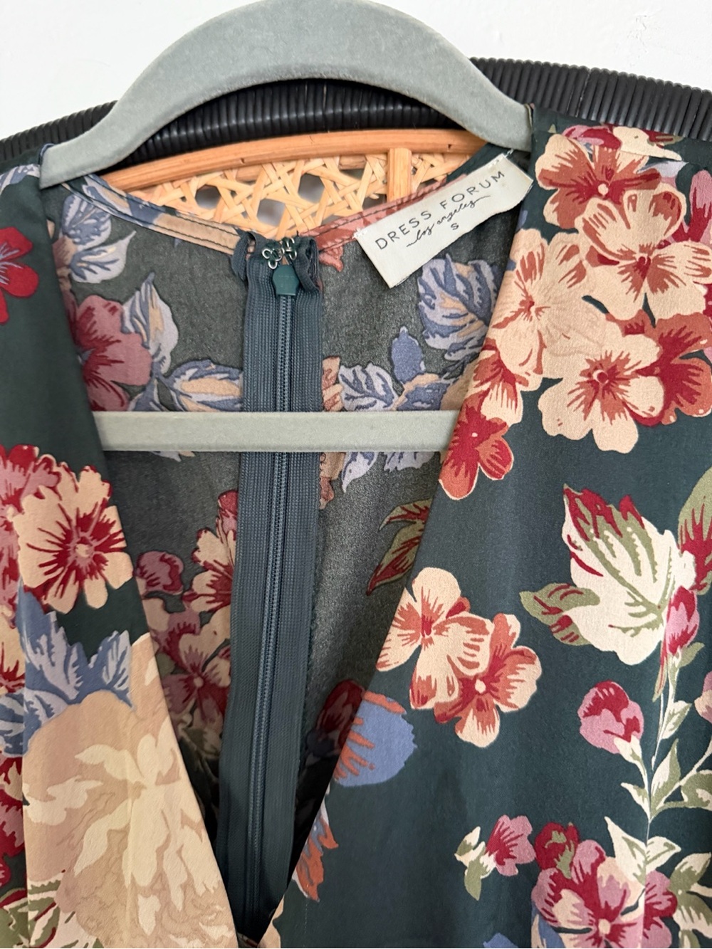 Dress Forum Green Floral Button Front Midi Dress Cottagecore S - Picture 2 of 11